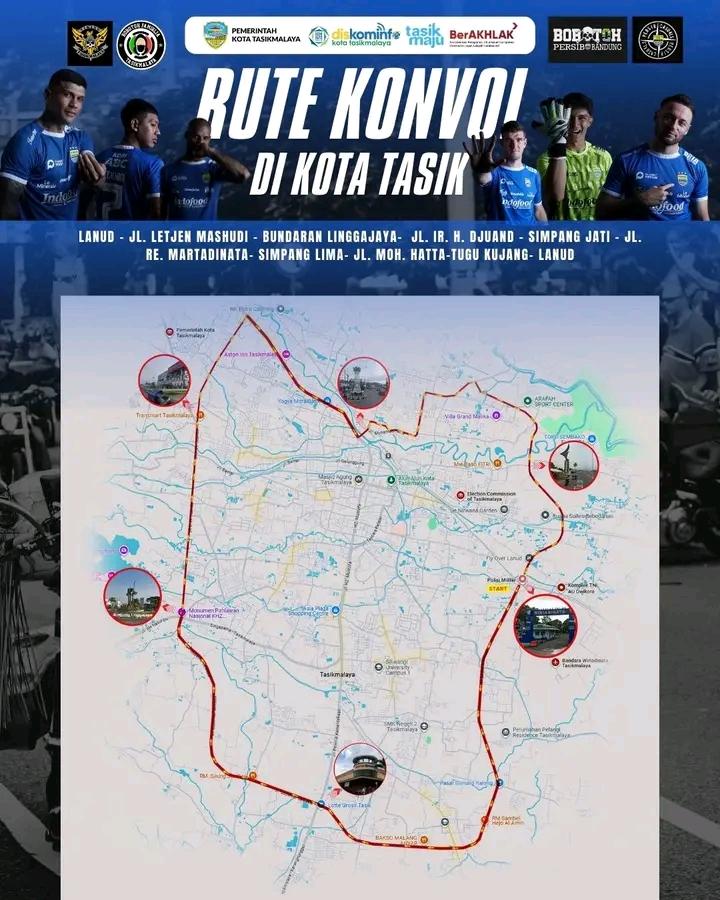 Ini Rute Konvoi Usai Nobar Persib vs Persis di Lanud Wiriadinata Tasikmalaya