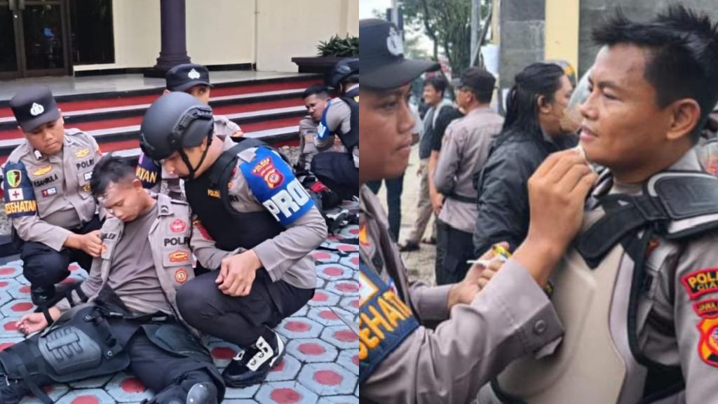 Sejumlah Anggota Polres Ciamis Terluka Saat Amankan Demo, Tim Dokkes Sigap Beri Pertolongan