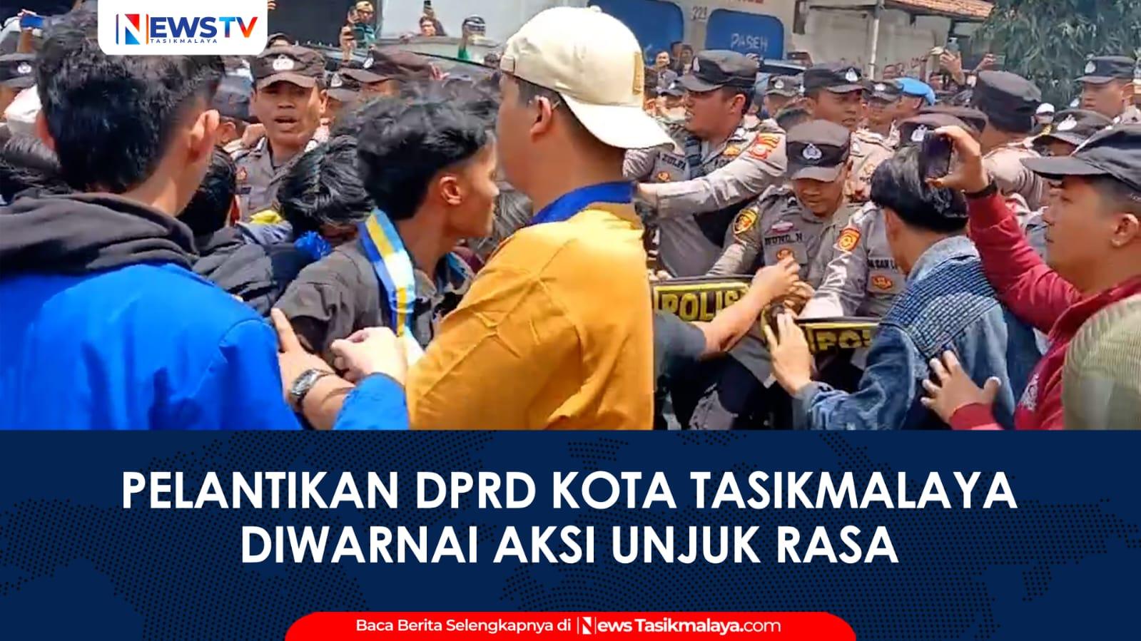 VIDEO: Aksi Unjuk Rasa dari Mahasiswa Warnai Pelantikan DPRD Kota Tasikmalaya 2024-2029