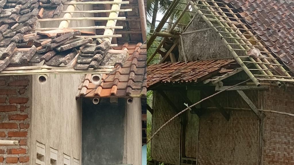 Angin Puting Beliung Terjang Kampung Ciakar Sukaratu Tasikmalaya, Genteng Rumah Berjatuhan