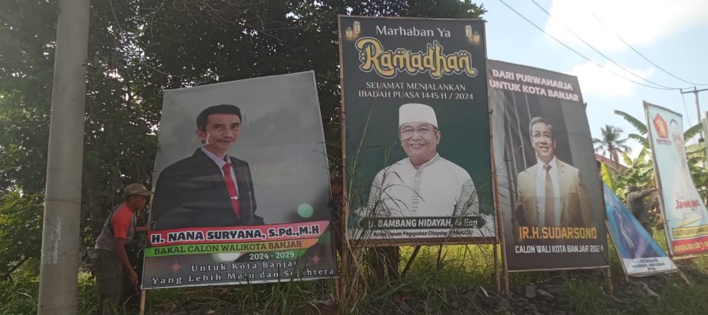 Baliho Bakal Calon Wali Kota Banjar Ditertibkan Satpol PP