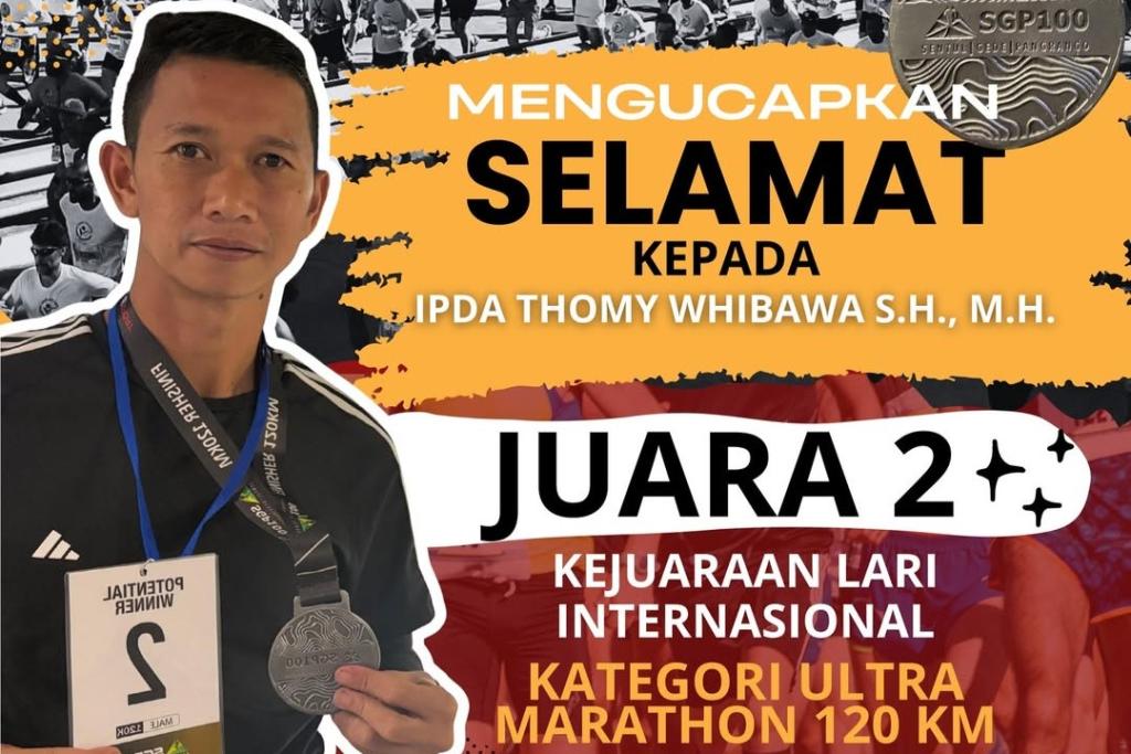 Bikin Bangga, Anggota Polres Tasikmalaya Kota Ipda Thomy Whibawa Raih Juara 2 Ultra Marathon 120 KM