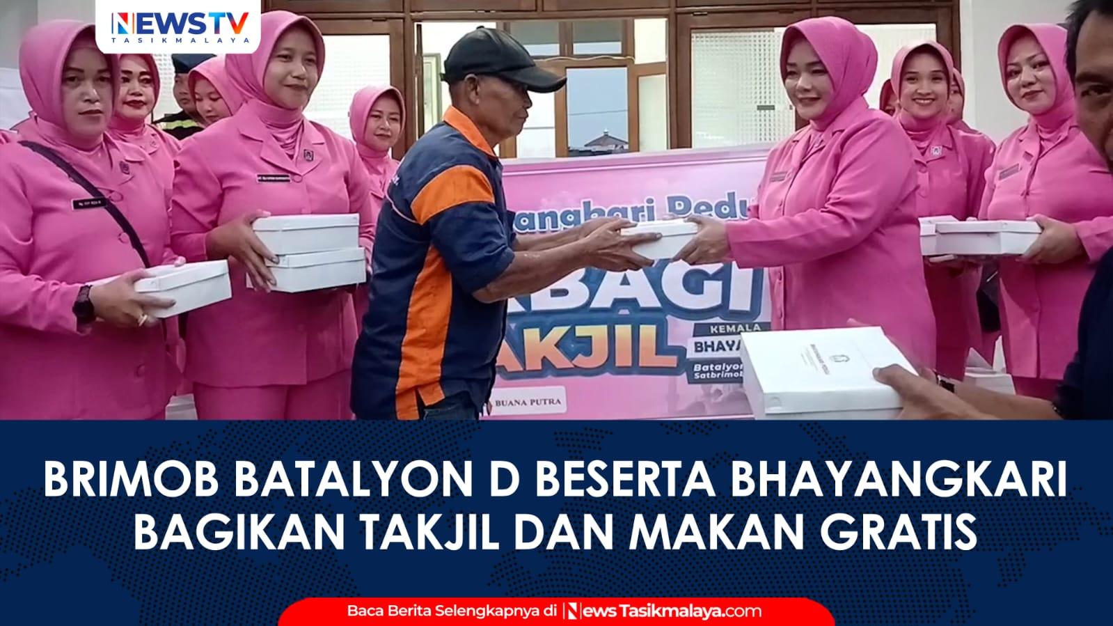 VIDEO: Brimob Batalyon D Beserta Bhayangkari Bagikan Takjil dan Makan Gratis di Area Stasiun Tasikmalaya