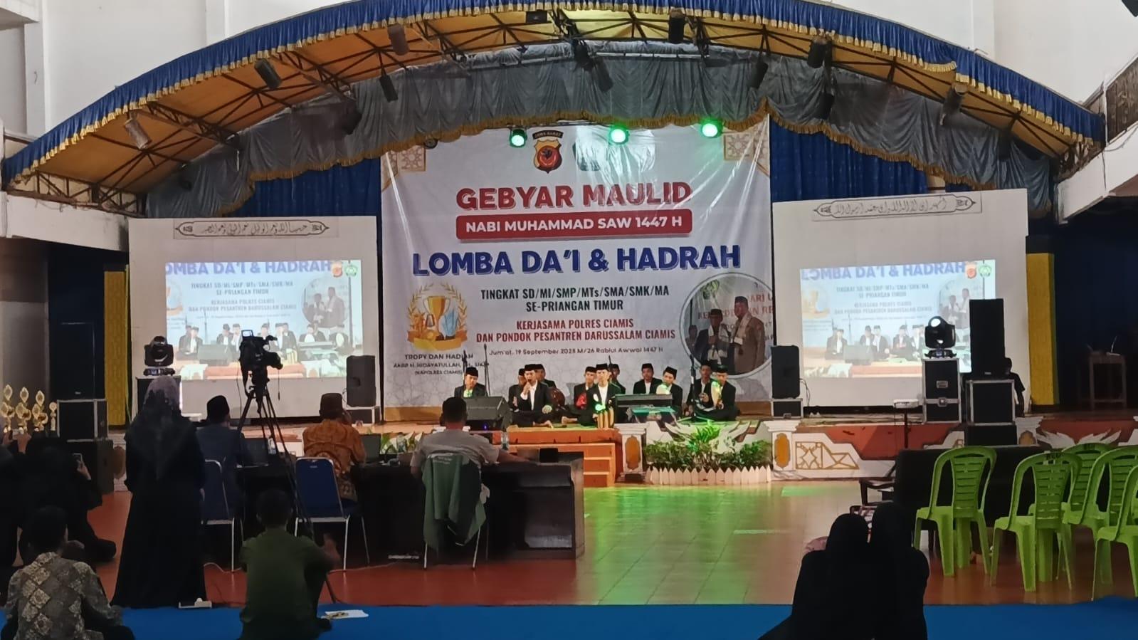 Gebyar Maulid Nabi di Ciamis Meriah, Ratusan Peserta Ikuti Lomba Da’i dan Hadroh Piala Kapolres