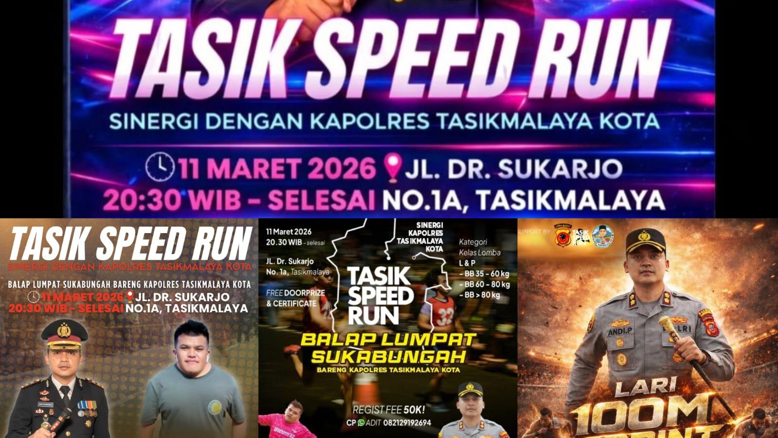 Ikuti dan Saksikan! Tasik Speed Run 2026, Balap Lari 100 Meter Bareng Kapolres Tasikmalaya Kota Malam Ini