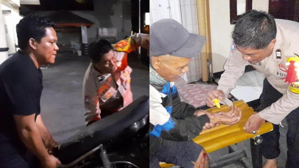 Patroli Polsek Tawang Evakuasi Lansia Terlibat Kecelakaan di Jalan Laswi Tasikmalaya