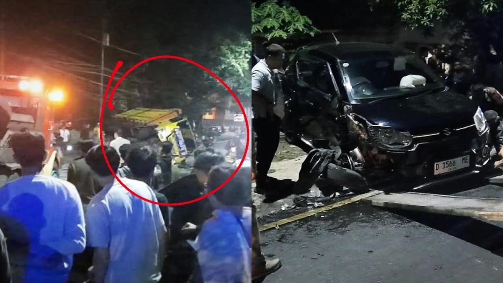 Kecelakaan Beruntun di Jalan Raya Rajapolah Tasikmalaya: Truk Terguling, City Car dan Bus Rusak