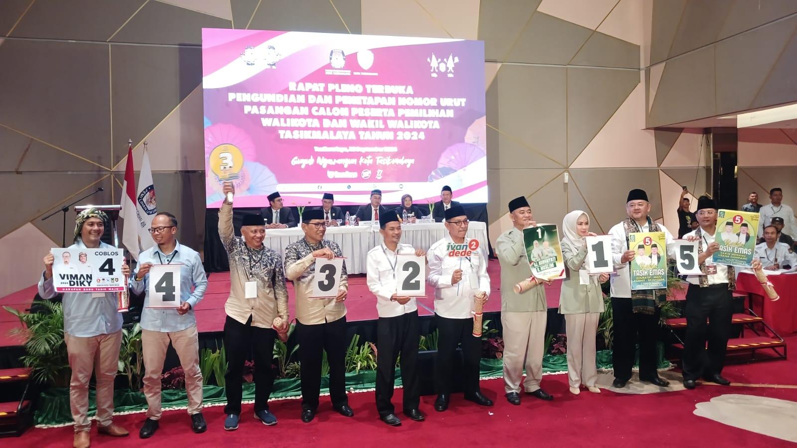 Inilah Daftar Nomor Urut Paslon Cawalkot dan Cawawalkot Tasikmalaya di Pilkada 2024