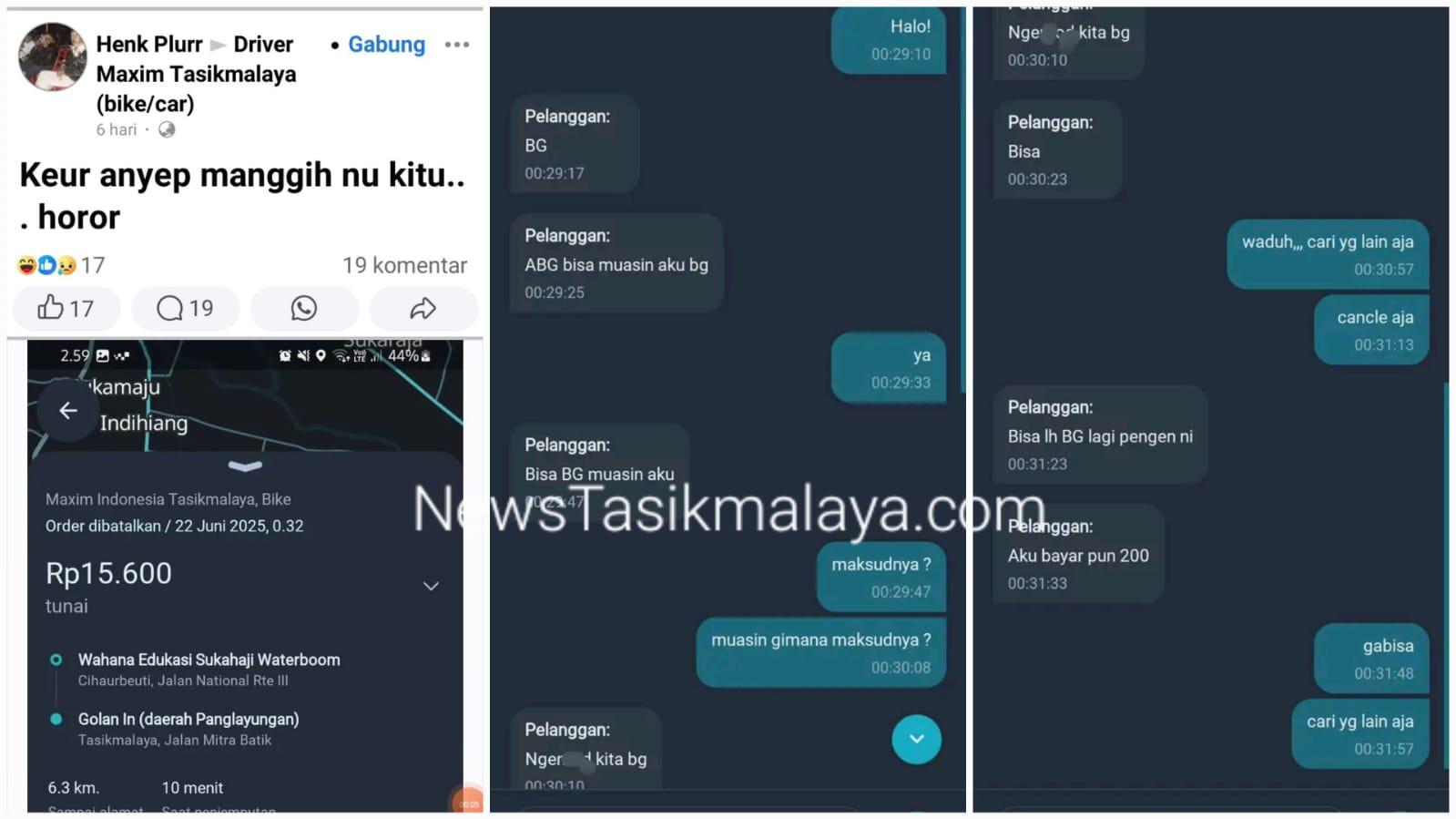 Driver Ojek Online Tasikmalaya Kaget Dapat Orderan Aneh, Pelanggan Minta “Begituan”