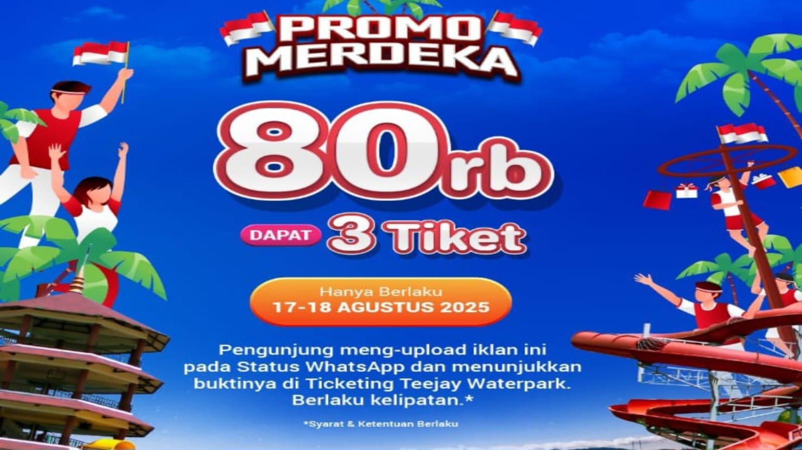 Tee Jay Waterpark Tasikmalaya Tawarkan Promo Merdeka Spesial HUT ke-80 RI, Rp 80 Ribu Dapat Tiga Tiket