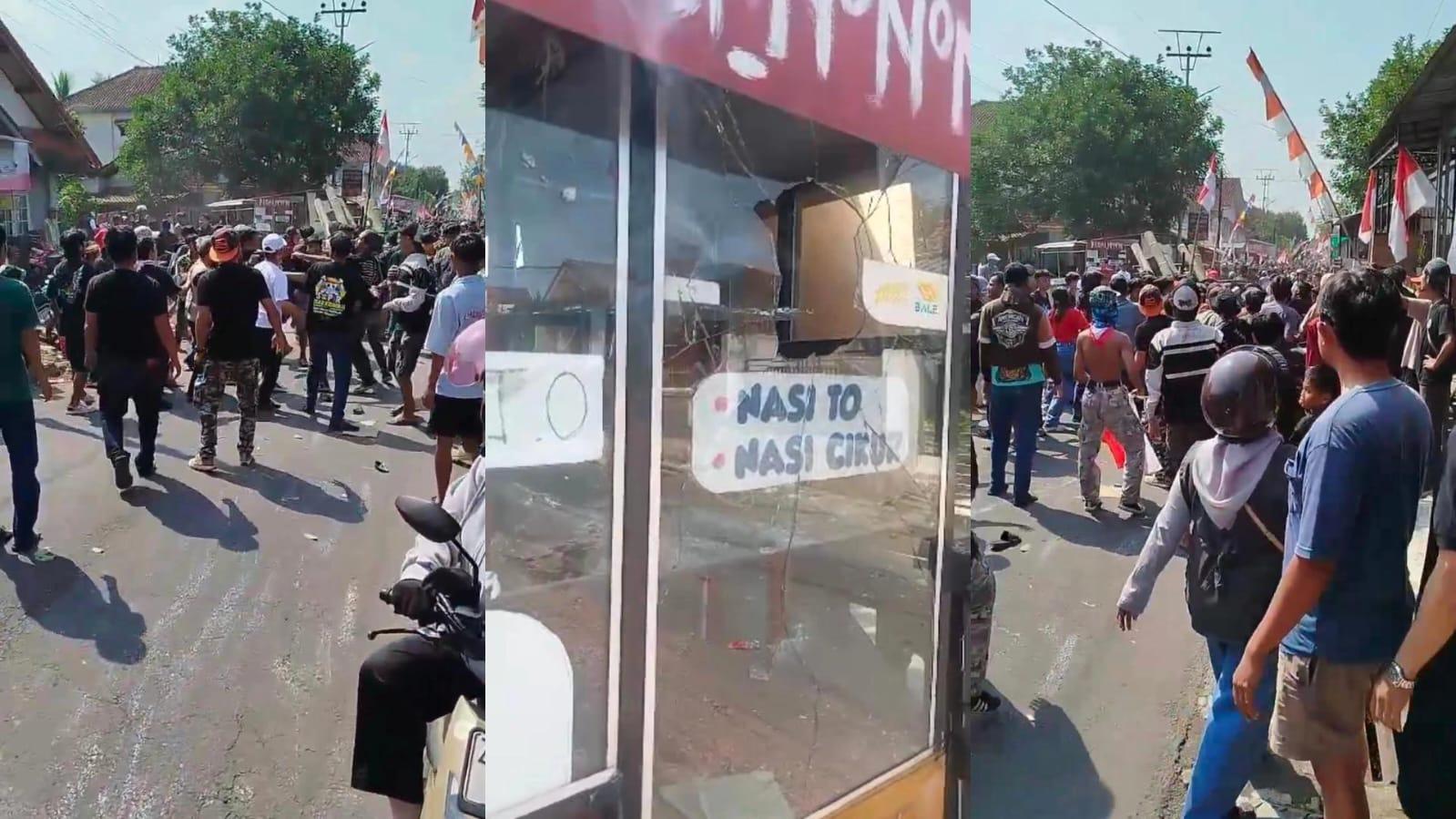 Karnaval HUT ke-80 RI di Indihiang Tasikmalaya Berujung Ricuh hingga Perang Batu, Nenek Terluka dan Gerobak Rusak