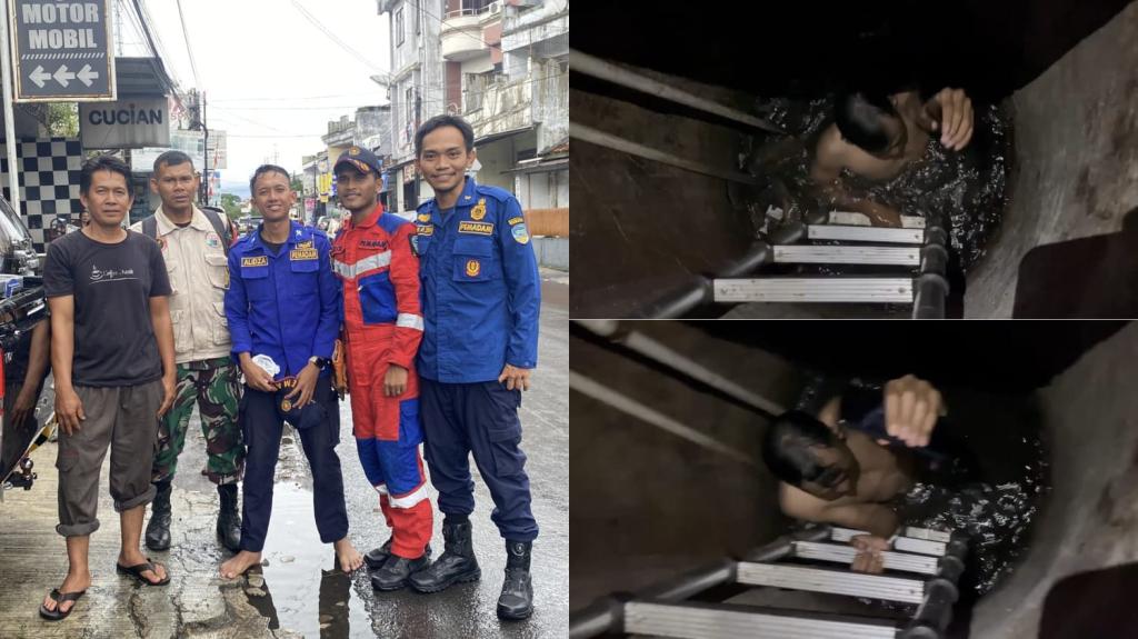 Damkar Kota Tasikmalaya Evakuasi Ponsel Warga yang Tercebur ke Sumur