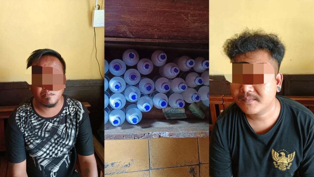 Polsek Sukaratu Amankan Dua Penjual Alkohol Murni Ilegal di Tasikmalaya