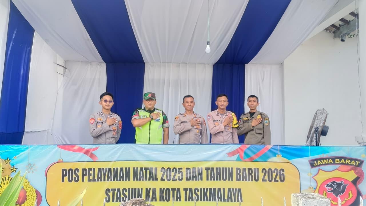 Libur Nataru 2025/2026: Petugas Gabungan Perketat Pengamanan di Stasiun Tasikmalaya