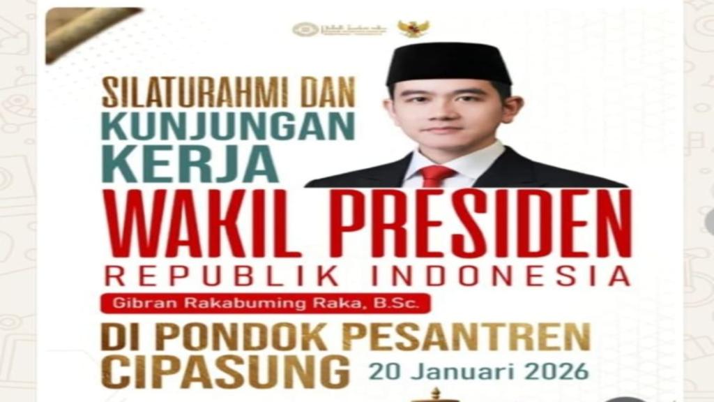 Wapres Gibran Dijadwalkan Kunjungan Kerja ke Ponpes Cipasung Tasikmalaya