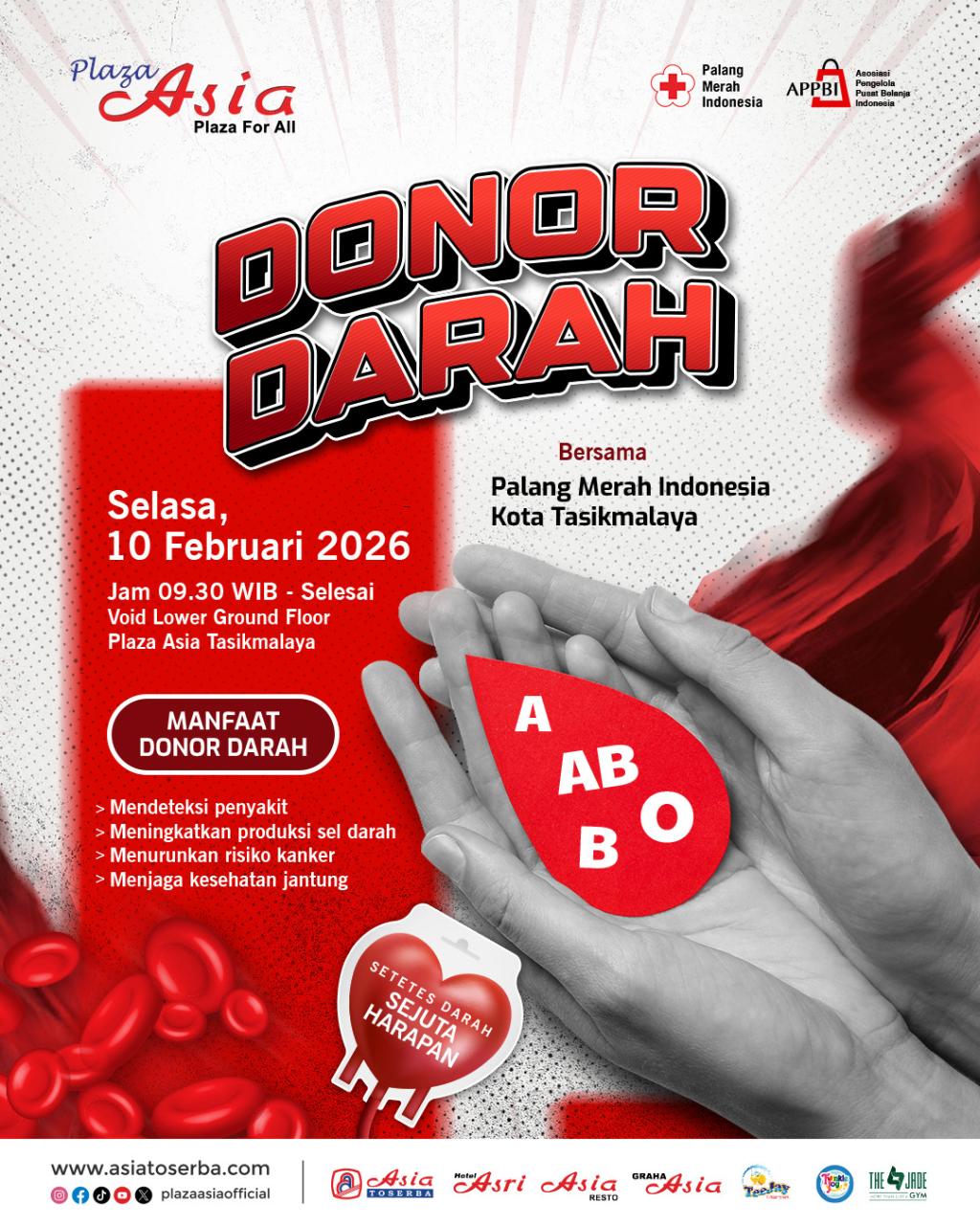 Plaza Asia Tasikmalaya Akan Gelar Donor Darah Bersama PMI, Catat Waktu dan Lokasinya!
