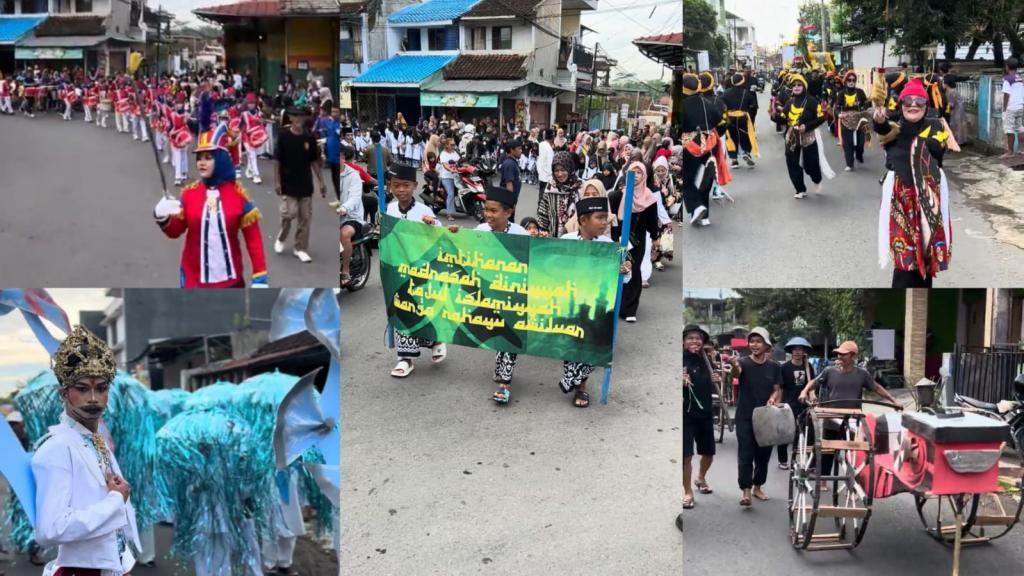 Ribuan Warga Awiluar Tasikmalaya Kompak Turun ke Jalan Ikuti Pawai Ta’aruf Imtihanan MDTA Tajul Islamiyah