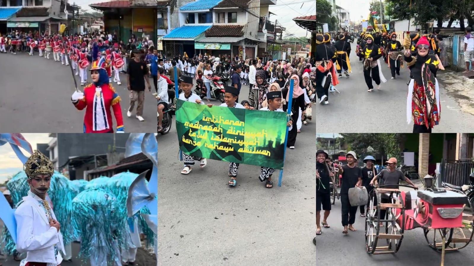 Ribuan Warga Awiluar Tasikmalaya Kompak Turun ke Jalan Ikuti Pawai Ta’aruf Imtihanan MDTA Tajul Islamiyah