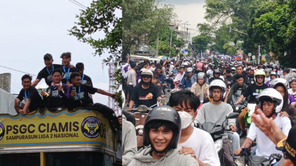 Euforia PSGC Ciamis Lolos ke Liga 2, Ribuan Supporter Tumpah Ruah Sambut Tim Kebanggaan Tatar Galuh