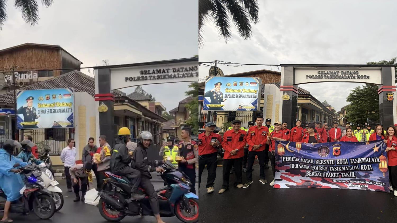 Tebar Kebaikan Ramadan, Pemuda Batak Bersatu dan Polres Tasikmalaya Kota Bagikan Seribu Paket Takjil