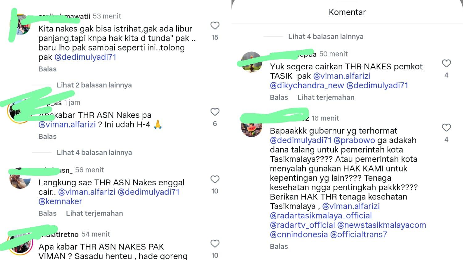 Keresahan ASN Nakes Memuncak, Akun Medsos Wali Kota Tasikmalaya Dibanjiri Tagihan THR