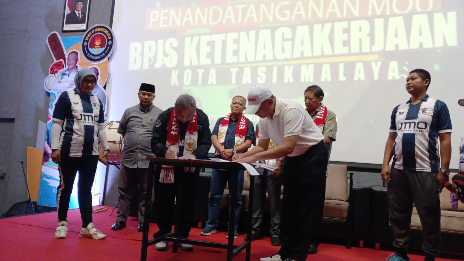 Jaminan Keselamatan untuk Pegiat Olahraga, BPJS Ketenagakerjaan Teken MoU dengan Disporabudpar Kota Tasikmalaya