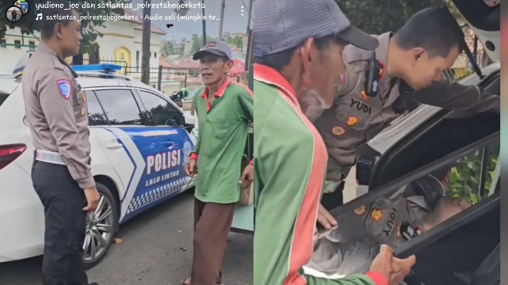 Kasat Lantas Polresta Bogor Kota Bantu Pedagang Kaca Cermin di Tengah Pengamanan Kebakaran