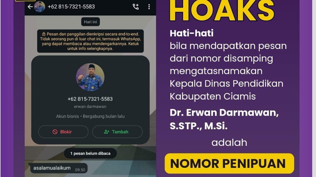 Kepala Dinas Pendidikan Ciamis Jadi Korban Pencatutan Nomor WhatsApp, Warga Diminta Waspada