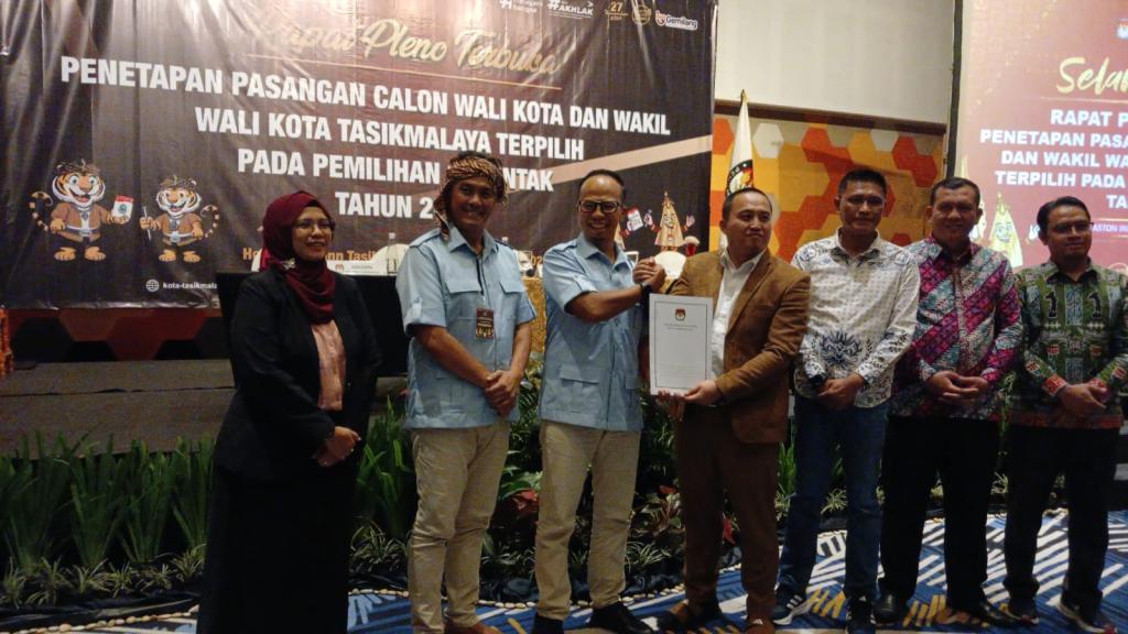 KPU Kota Tasikmalaya Tetapkan Pasangan Viman-Diky Jadi Wali Kota dan Wakil Wali Kota Terpilih pada Pilkada 2024