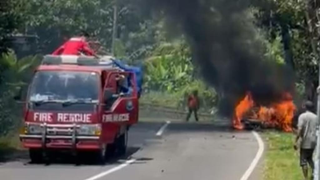 Liburan Berujung Tragedi, Mobil Terbakar di Kota Banjar