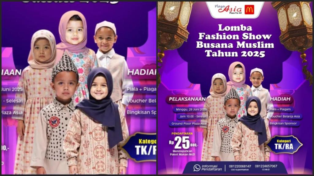 Bakal ada Lomba Fashion Show Busana Muslim Aanak RA/TK di Plaza Asia Tasikmalaya, Simak Informasinya!