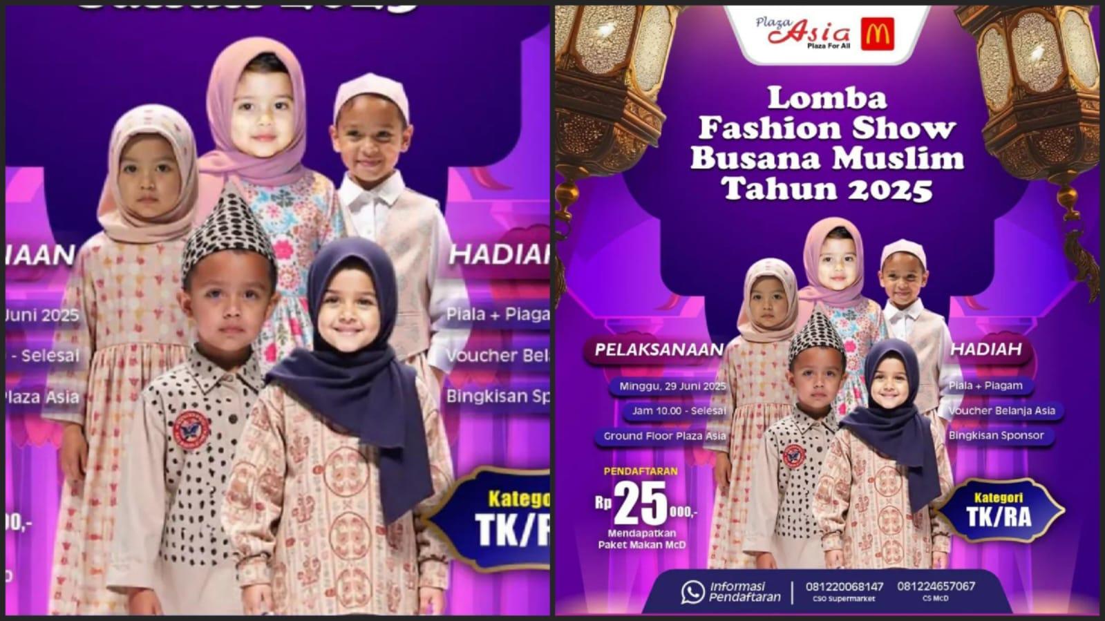 Bakal ada Lomba Fashion Show Busana Muslim Aanak RA/TK di Plaza Asia Tasikmalaya, Simak Informasinya!