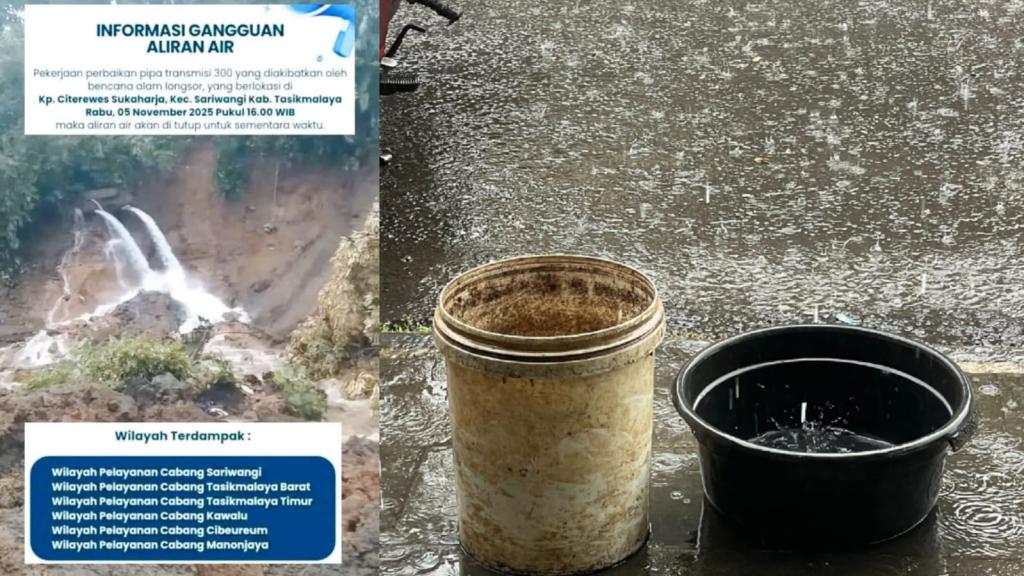 Longsor di Sariwangi Sebabkan Gangguan Air PDAM, Warga Terpaksa Gunakan Air Hujan