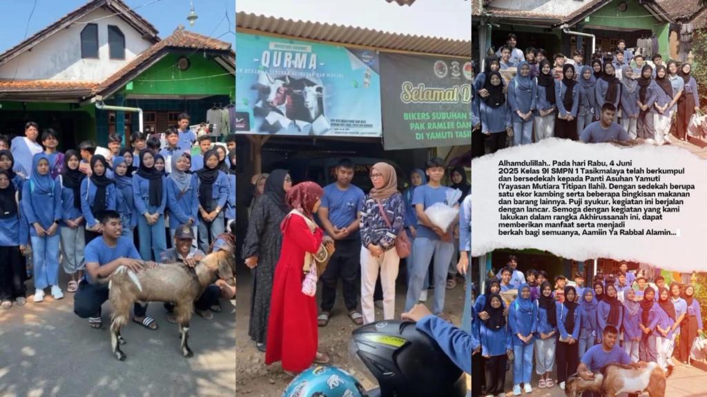 Lulusan Kelas IX-I SMPN 1 Kota Tasikmalaya Berbagi Hewan Kurban ke Yayasan Yamu'ti di Hari Perpisahan