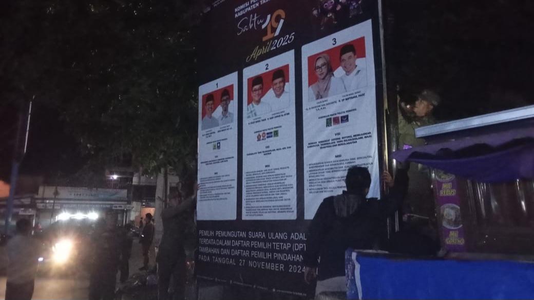 Masa Tenang Dimulai, Ribuan APK Pilkada PSU di Kabupaten Tasikmalaya Ditertibkan Tim Gabungan