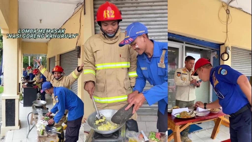 Menyala Abangku! Personel Damkar Kota Tasikmalaya Ikuti Lomba Masak Nasi Goreng Kahuruan