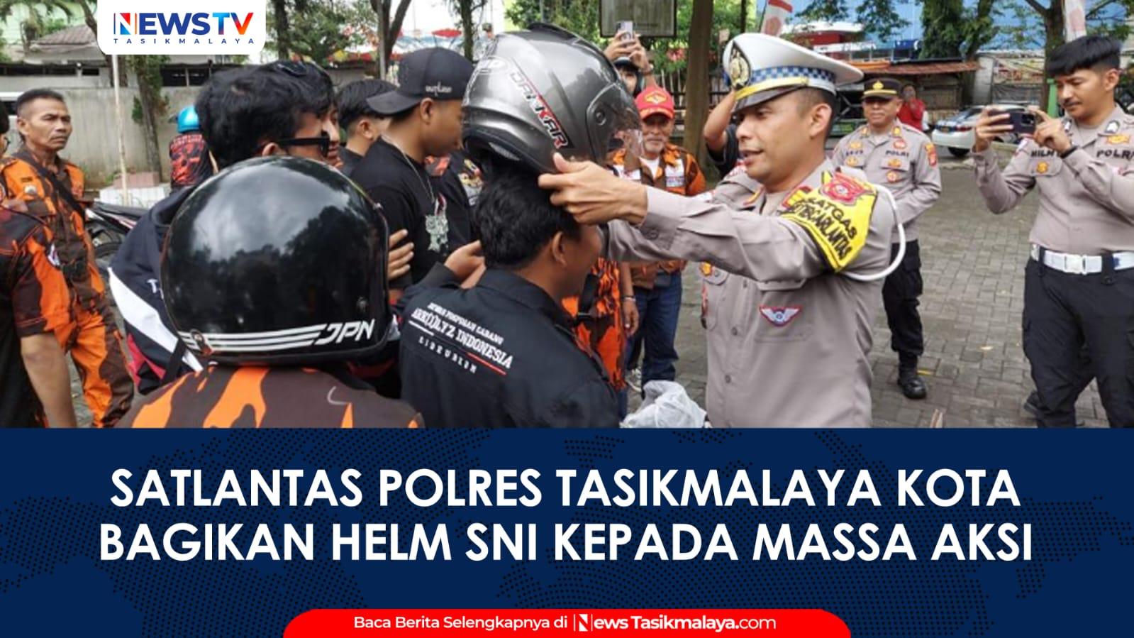 VIDEO: Operasi Keselamatan Lodaya 2026, Satlantas Polres Tasikmalaya Kota Bagikan Helm SNI kepada Massa Aksi dan Ajak Tertib Berlalu Lintas