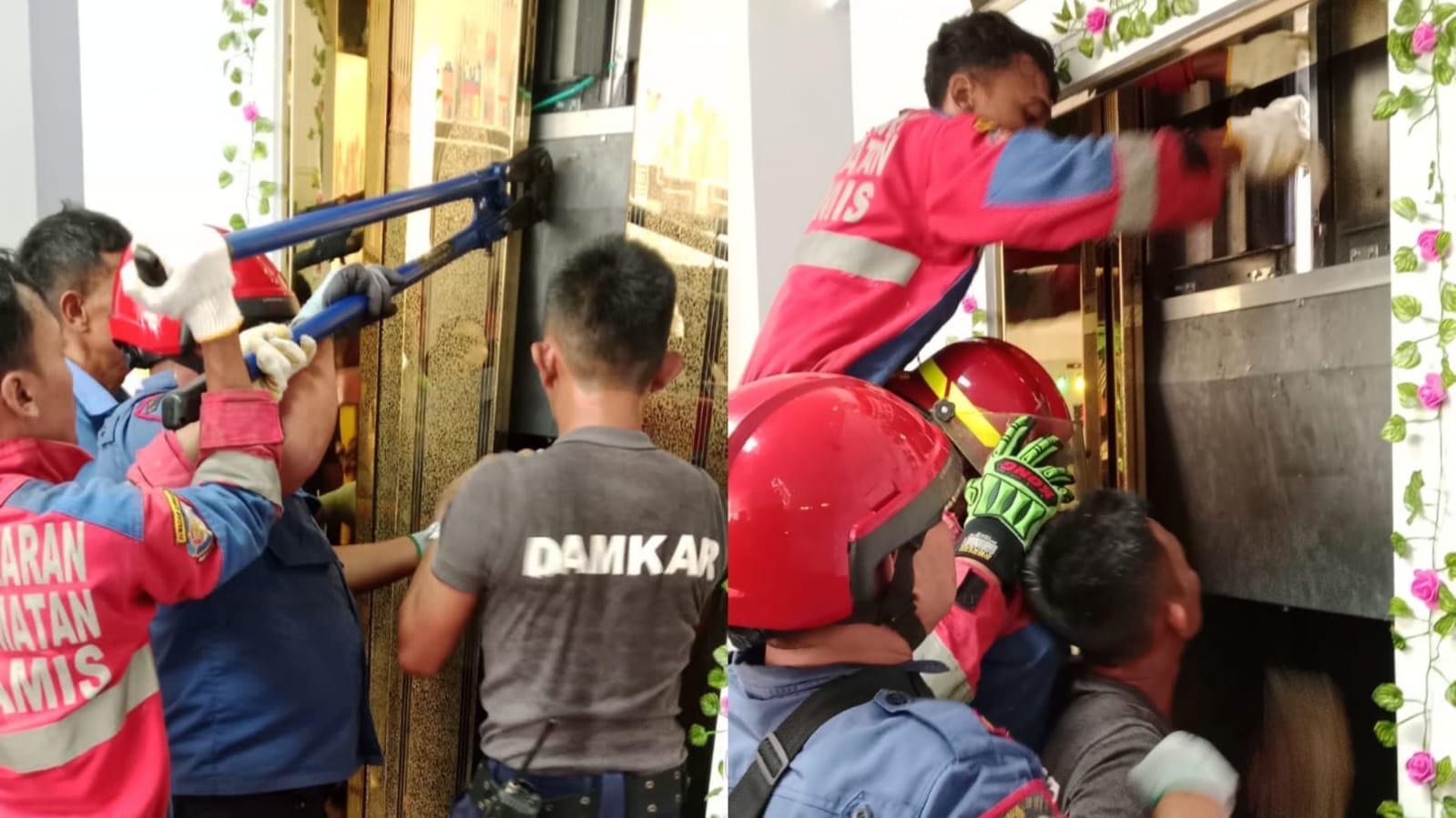 Petugas Damkar Ciamis Selamatkan Anak Terjebak dalam Lift Sekolah