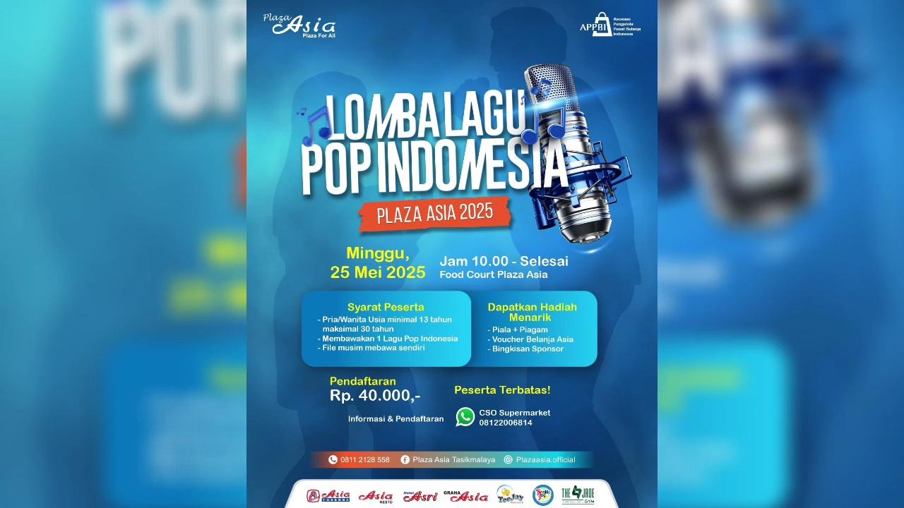 Plaza Asia Tasikmalaya Kembali Gelar Lomba Lagu Pop Indonesia, Terbuka untuk Umum