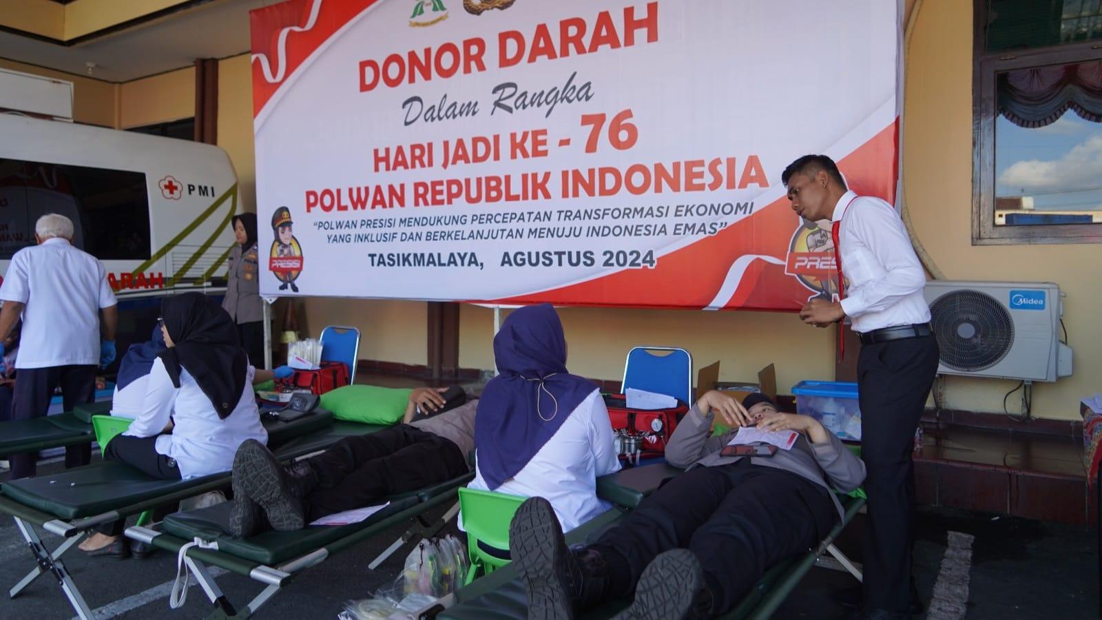 Polwan Polres Tasikmalaya Kota Gelar Donor Darah, Peringati Hari Jadi ke-76