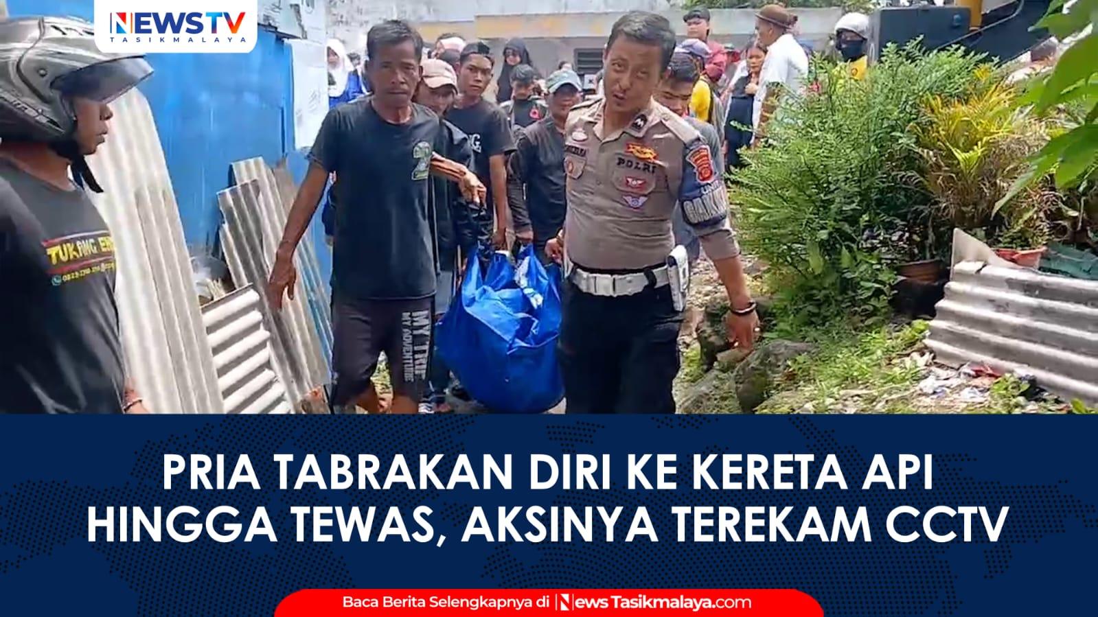 VIDEO: Pria di Tasikmalaya Diduga Sengaja Tabrakkan Diri ke Kereta Api, Aksinya Terekam CCTV