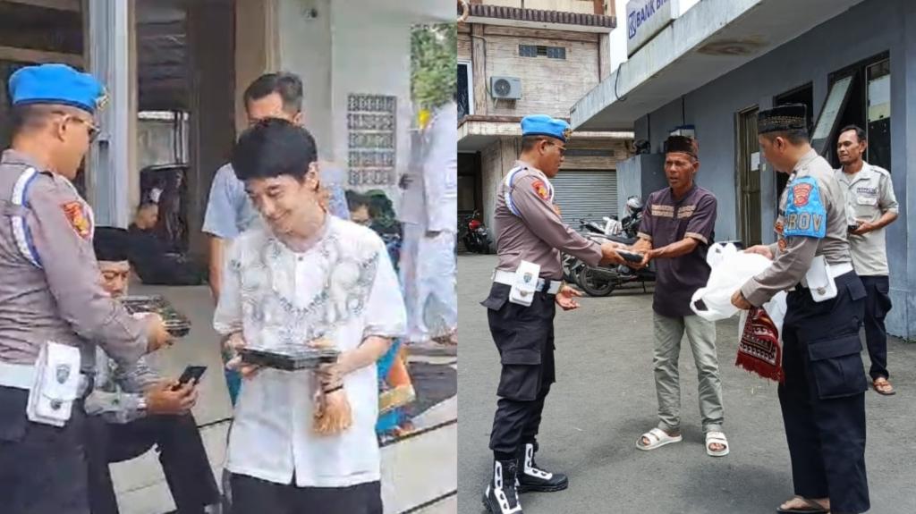 Propam Polres Tasikmalaya Kota Gelar Bakti Sosial, Bagikan Makan Siang Gratis ke Jamaah Sholat Jumat
