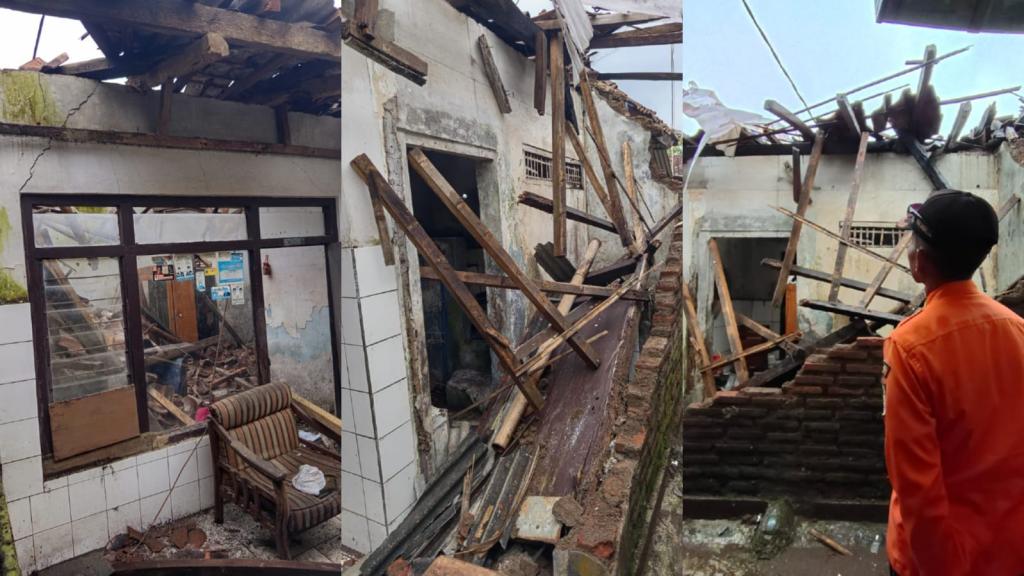 Rumah Ambruk di Cikoneng Ciamis, Tim BPBD Lakukan Penanganan Cepat