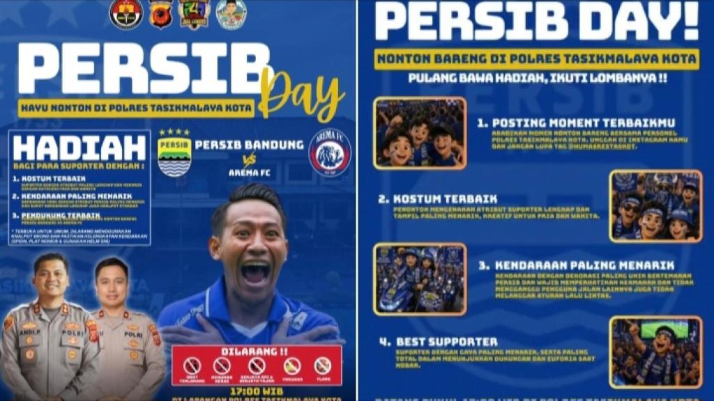 Malam Ini! Polres Tasikmalaya Kota Gelar Nobar Persib vs Arema, Ada Lomba Kostum Terbaik dan Bertabur Hadiah