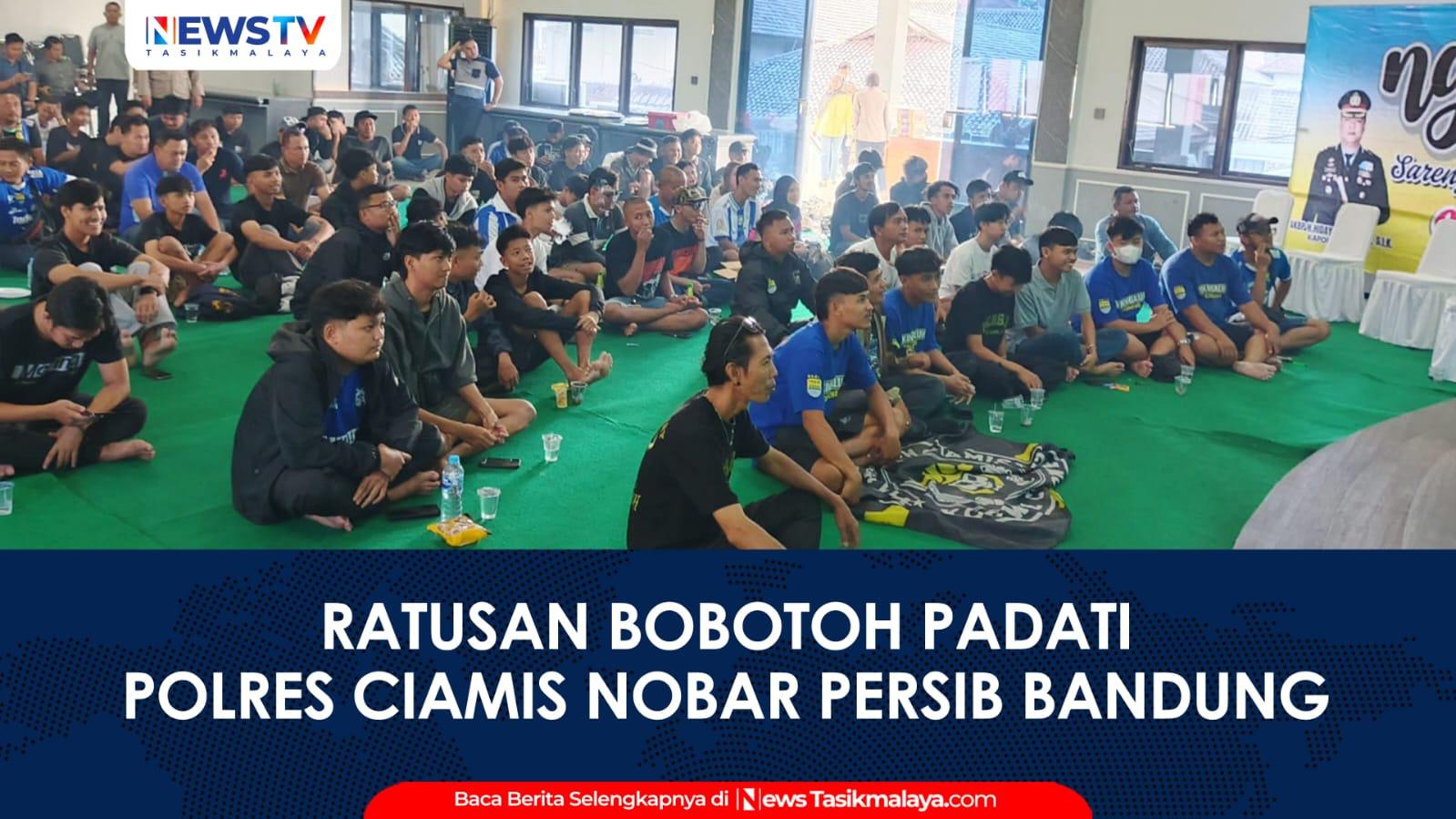 VIDEO: Suasana Aman dan Meriah, Ratusan Bobotoh Padati Polres Ciamis Nobar Persib vs Persija