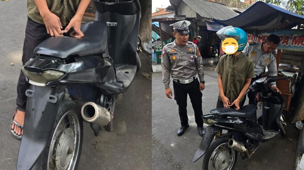 Unit Lantas Polsek Cihideung Tindak Pelanggar Penggunaan Knalpot Brong dalam Operasi Zebra Lodaya 2024