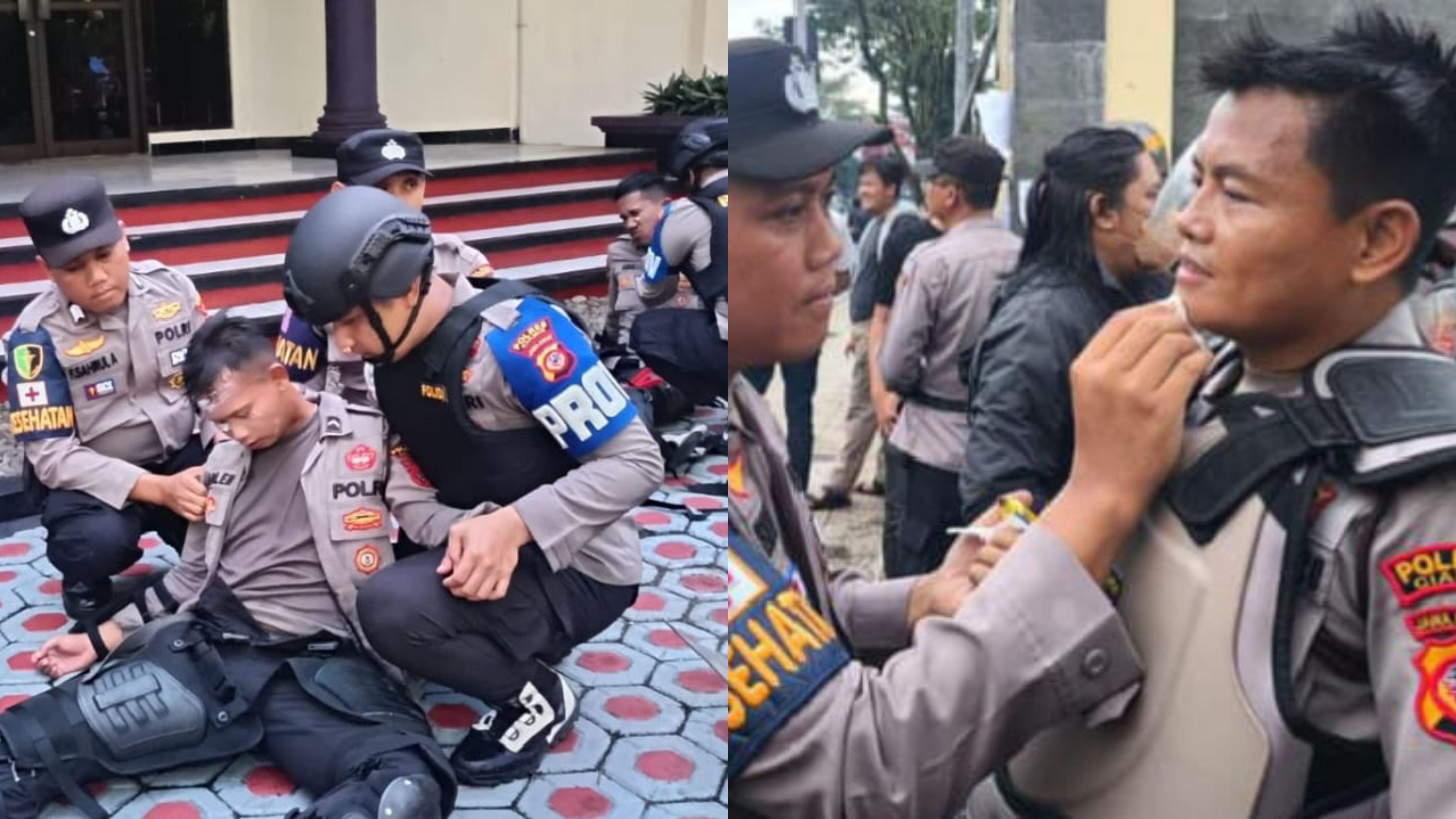 Sejumlah Anggota Polres Ciamis Terluka Saat Amankan Demo, Tim Dokkes Sigap Beri Pertolongan