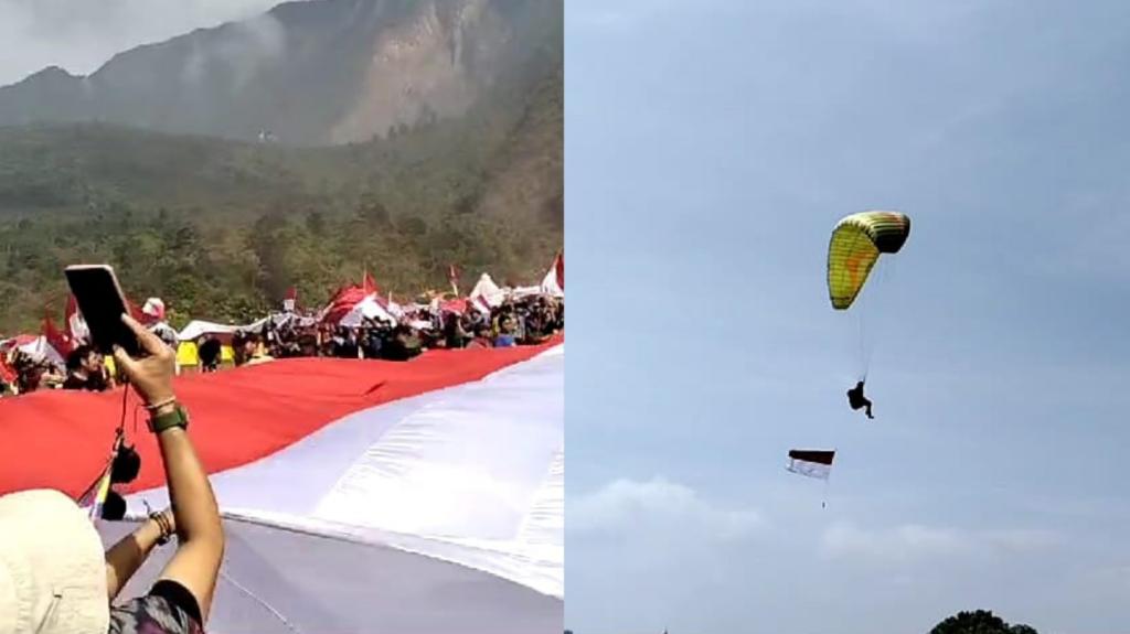 FKPAT Kibarkan Bendera Raksasa di Darat dan Udara Semarakkan HUT ke-79 RI di Pasir Datar Galunggung Tasikmalaya