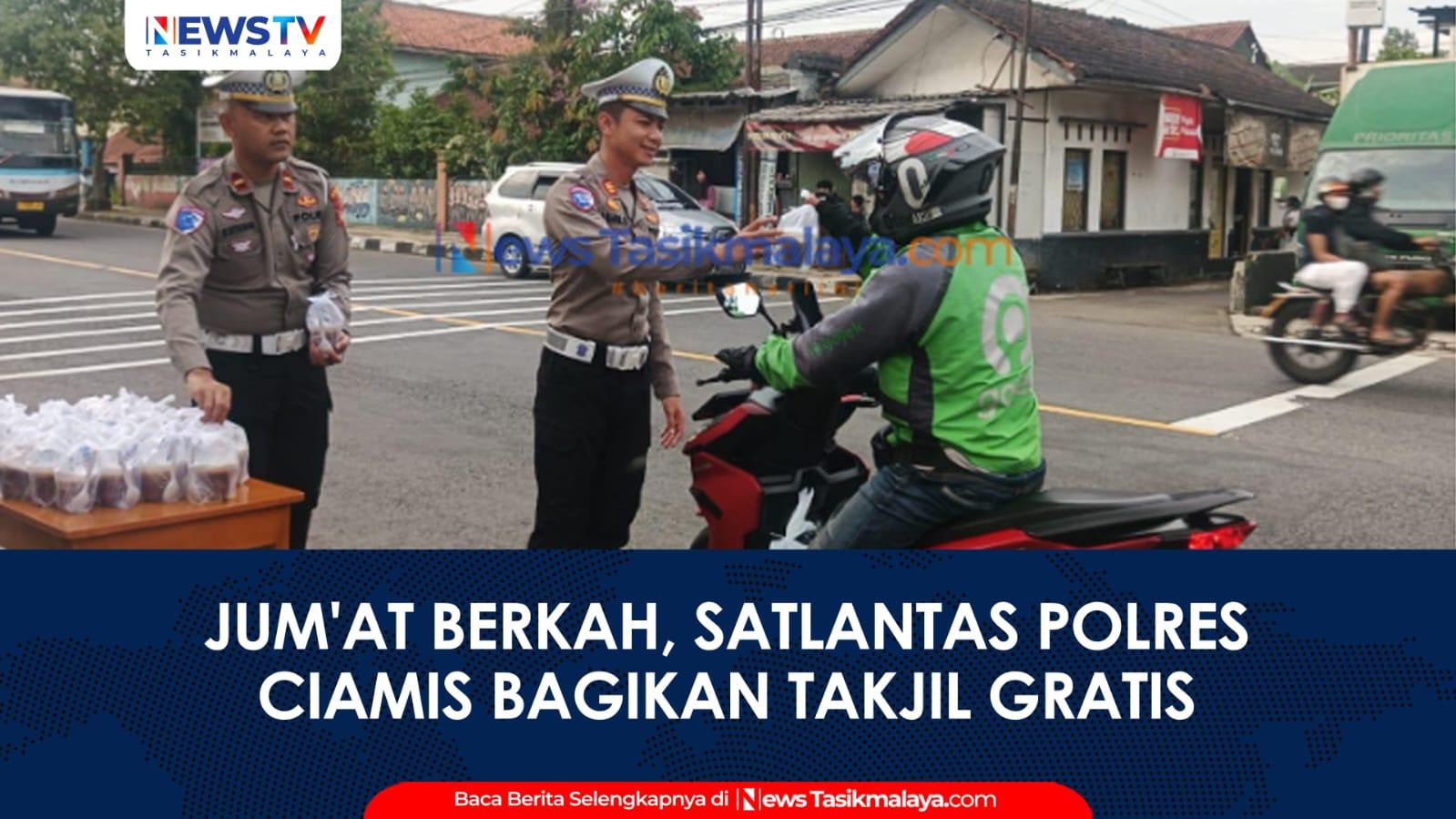 VIDEO: Jumat Berkah, Satlantas Polres Ciamis Bagikan Takjil Gratis Sambil Edukasi Keselamatan Berkendara