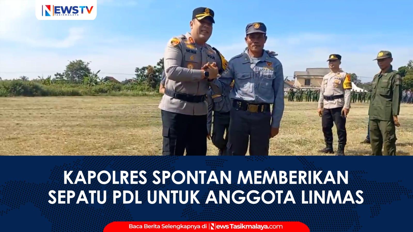 VIDEO: Kapolres Tasikmalaya Hadiahkan Sepatu PDL kepada Petugas Linmas saat Apel Jelang Pilkada 2024